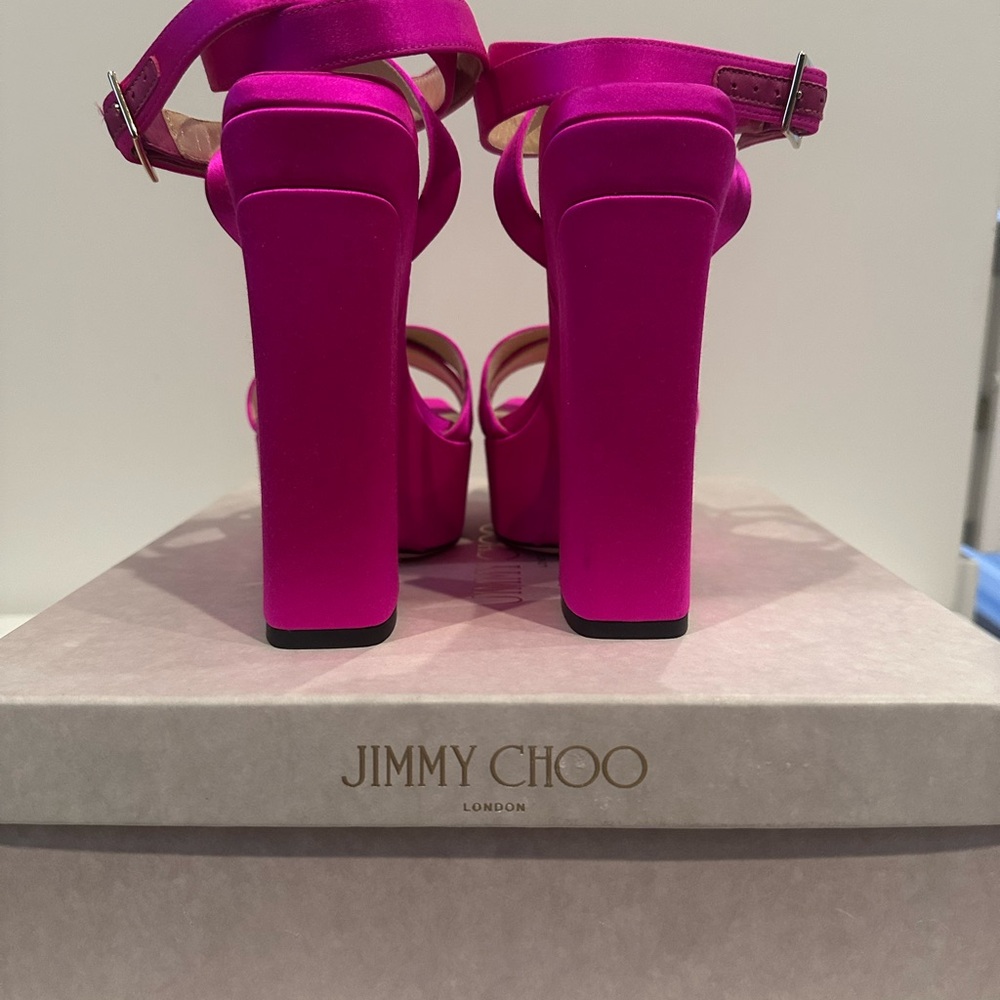 Jimmy Choo Pink Gaia Platform Sandals - Picture 7 of 7